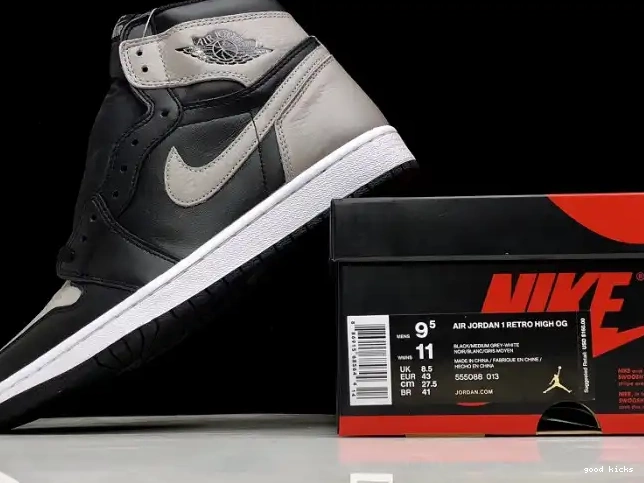 Cheap OG Jordan Black Grey Air High 1 Shadow Retro 555088-013 0530